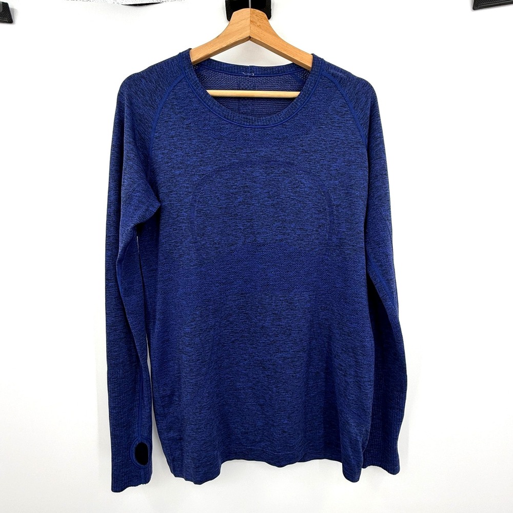 Lululemon Swiftly Tech Long Sleeve Top Womens 12 Blue Activewear Gym Workout